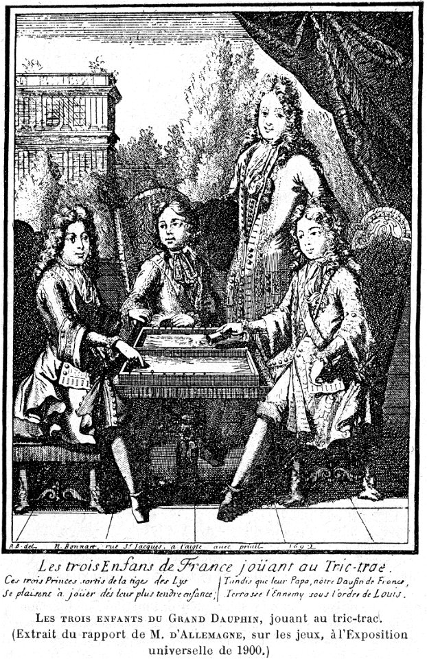Cabanès, Éducation de Princes032 Les trois enfants du Grand Dauphin jouant au Tric-trac