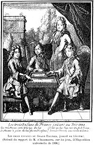 Cabanès, Éducation de Princes032 Les trois enfants du Grand Dauphin jouant au Tric-trac