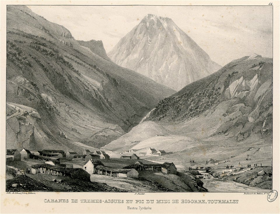 Cabanes de Tremes-Aigues (i.e. Tramezaygues) et Pic du Midi de Bigorre, Tourmalet (Hautes Pyrénées) - Fonds Ancely - B315556101 A JACOTTET 1 048