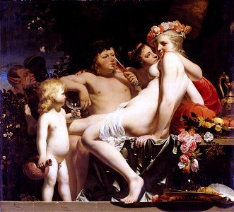 Caesar van Everdingen - Bacchus with Nymphs and Cupid - WGA07568