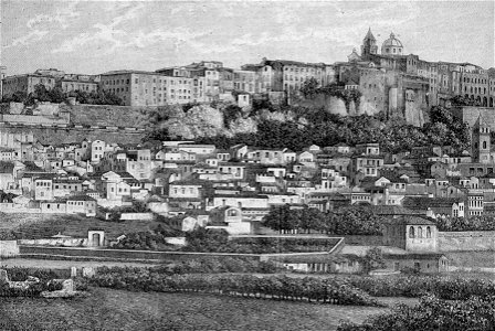 Cagliari – Panorama dal colle Buonaria (xilografia)