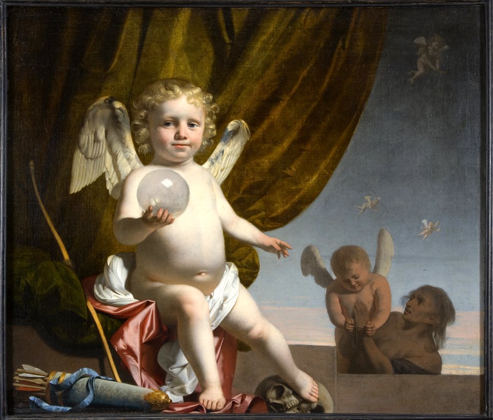 Caesar van Everdingen - Amor eine Glaskugel haltend