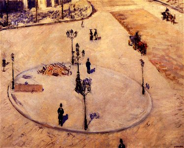 Caillebotte - A Traffic Island, Boulevard Haussmann, circa 1880
