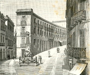 Cagliari Piazza Martiri, (xilografia di Barberis 1895)
