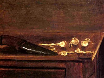Caillebotte - Garlic Cloves and Knife on the Corner of a Table, circa 1871-1878
