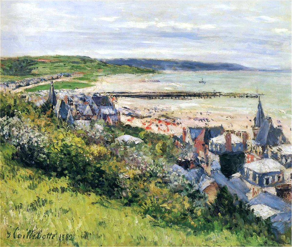 Caillebotte - The Beach at Trouville, View from the Cornice, 1882