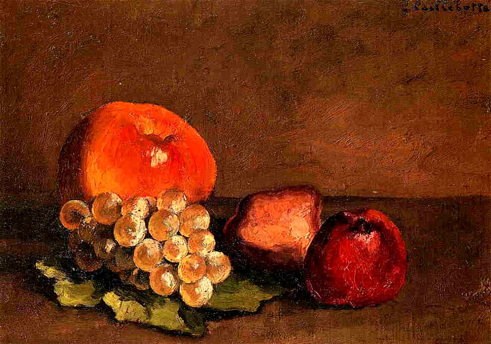 Caillebotte - Peaches, Apples and Grapes on a Vine Leaf, circa 1871-1878