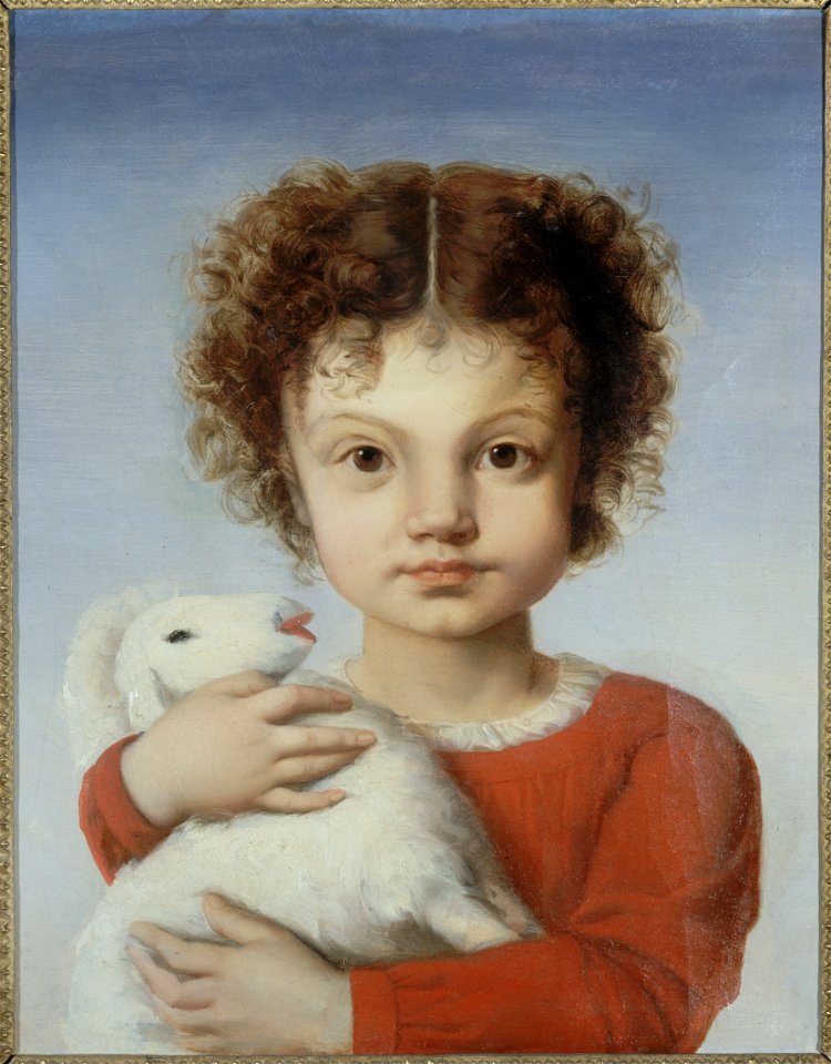 Calamatta, Joséphine (née Rochette) - Portrait de Lina Calamatta enfant, avec un agneau dans les bras - D 89.98 - Musée de la Vie romantique