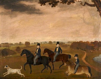 British (English) School - William Tatton Egerton (1806–1883), 1st Baron Egerton of Tatton, and His Two Brothers Riding in Tatton Park - 1298322 - National Trust