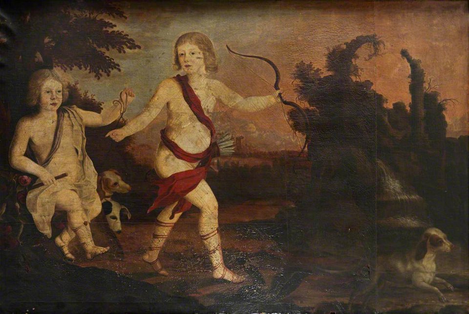British (English) School - Two Boys as Naked Putti Hunting - 1129293 - National Trust