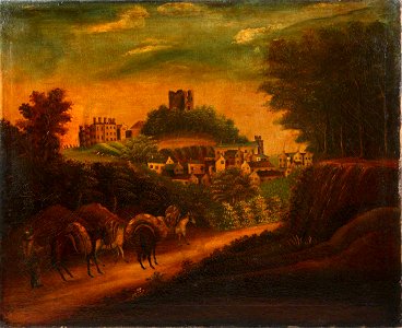 British (English) School - View of a Town with a Castle Keep - 642012 - National Trust