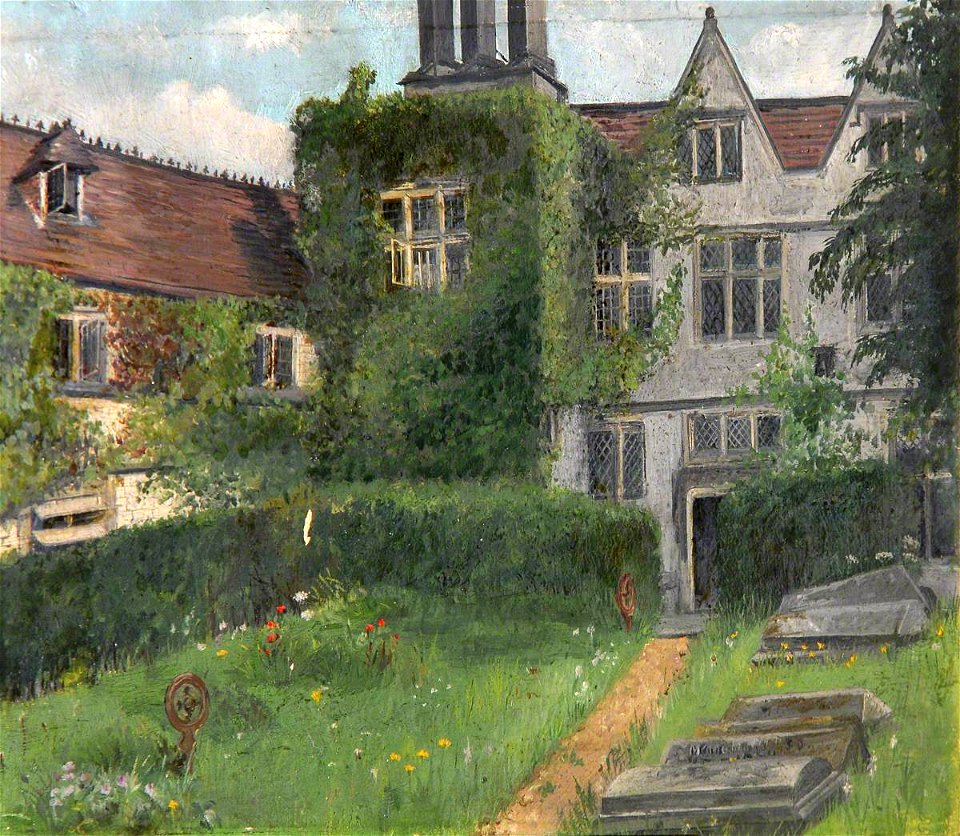 British (English) School - View of the Back of a Tudor House Overlooking a Graveyard - 1196044 - National Trust