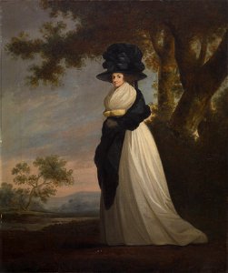 British - Portrait of a Lady Wearing an Elaborate Hat - Walters 371985. Free illustration for personal and commercial use.