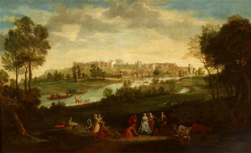 British (English) School - View of Windsor Castle, with Disporting Figures and Cattle in the Foreground - 515636 - National Trust