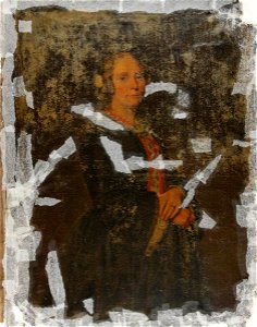 British (Welsh) School - Standing Portrait of a Lady in Black with a White Rose in Her Hair - 93883 - National Trust
