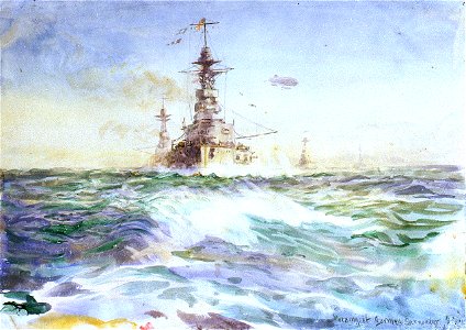 British battleships of the 1st Battle Squadron at sea on the morning of the German surrender, 21 November 1918 RMG PW1743