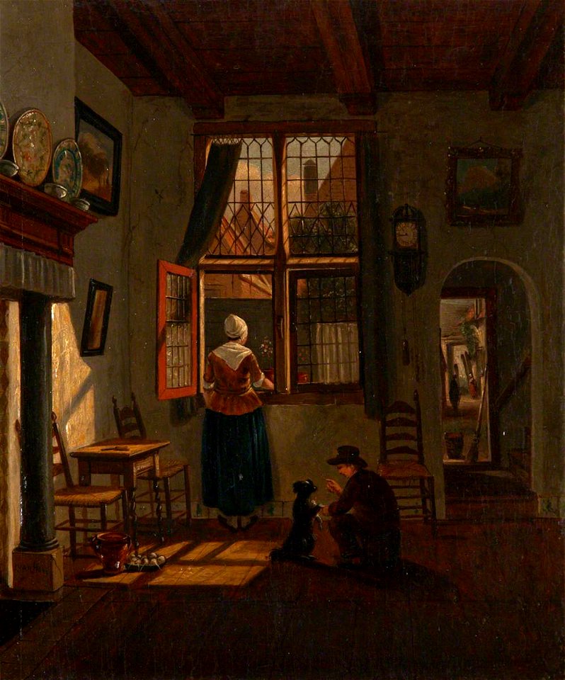 British School - A Seventeenth-Century Dutch Interior with a Woman and a Boy - 121609 - National Trust
