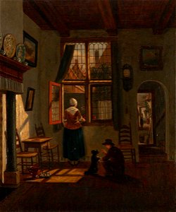 British School - A Seventeenth-Century Dutch Interior with a Woman and a Boy - 121609 - National Trust