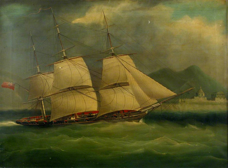 British School - A Sloop-of-War Close-Hauled in a Breeze - BHC1122 - Royal Museums Greenwich