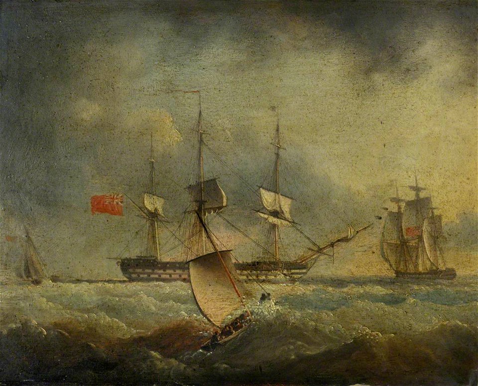 British School - A Two-Decker Lying-To - BHC1146 - Royal Museums Greenwich