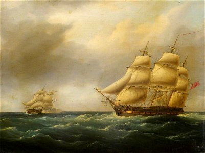 British School - Action between HMS 'Hydra' and the 'Furet', 27 February 1806 - BHC0572 - Royal Museums Greenwich