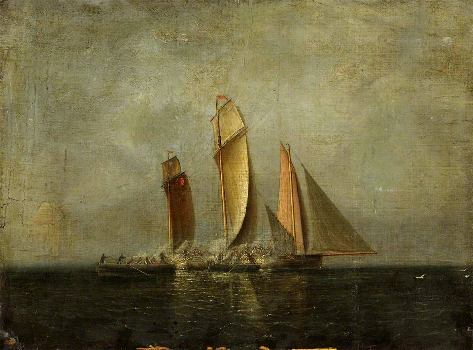British School - A Boat Attack on a Lugger - BHC1081 - Royal Museums Greenwich