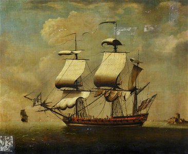 British School - A Frigate Taking in Sail - BHC1047 - Royal Museums Greenwich