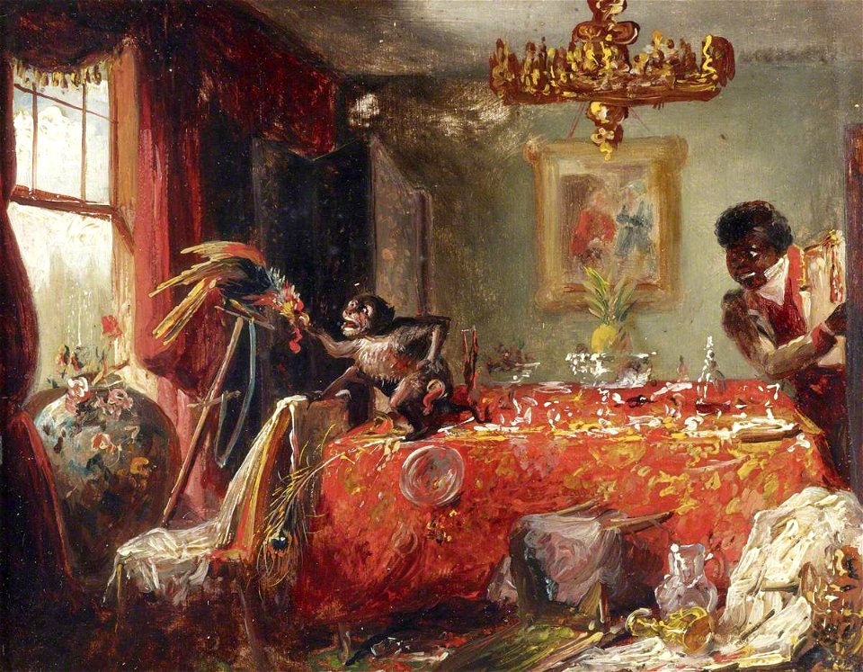 British School - A Monkey Upsetting a Dinner Table - 515519.5 - National Trust