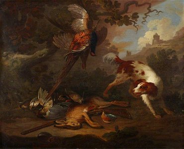 British School - A Spaniel with Dead Game and a Gun in a Landscape - 515760 - National Trust