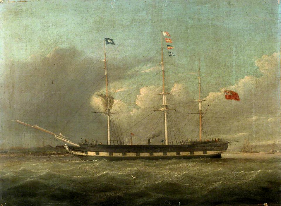 British School - An Indiaman Towed by a Tug - BHC1142 - Royal Museums Greenwich