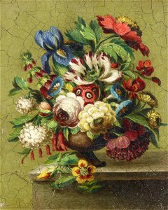 British School - A Vase of Flowers on a Table - 515517.6 - National Trust. Free illustration for personal and commercial use.