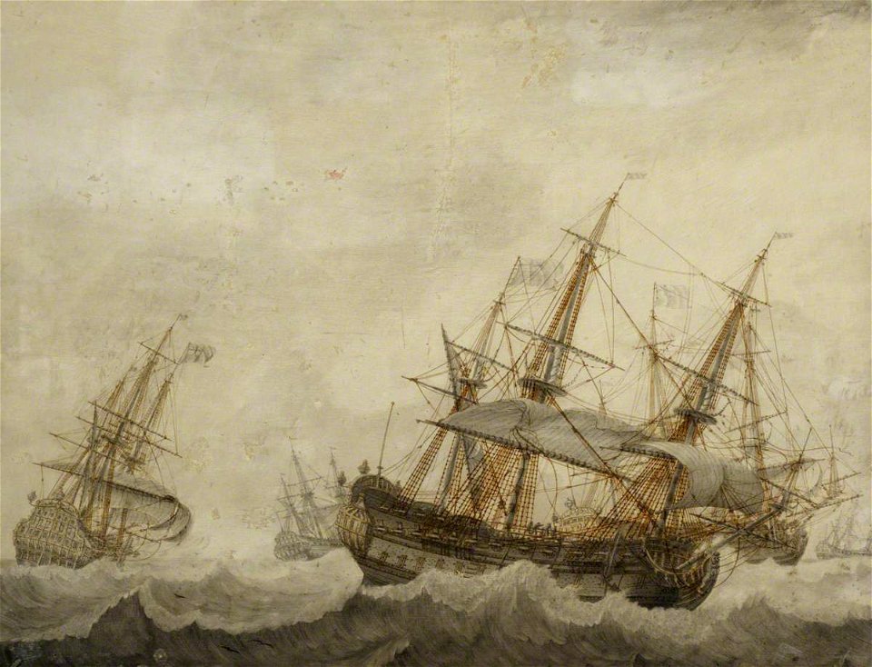 Cornelis Bouwmeester (c.1652-1733) - English Men-of-War in a Strong Breeze - BHC0987 - Royal Museums Greenwich