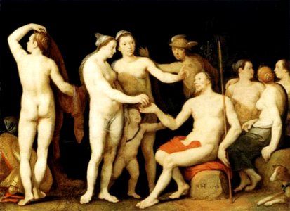Cornelis Cornelisz. van Haarlem - Het oordeel van Paris (Hyginus 92, Lucianus, Deorum dialogi, 20)) - 5165 - Museum of Fine Arts, Budapest
