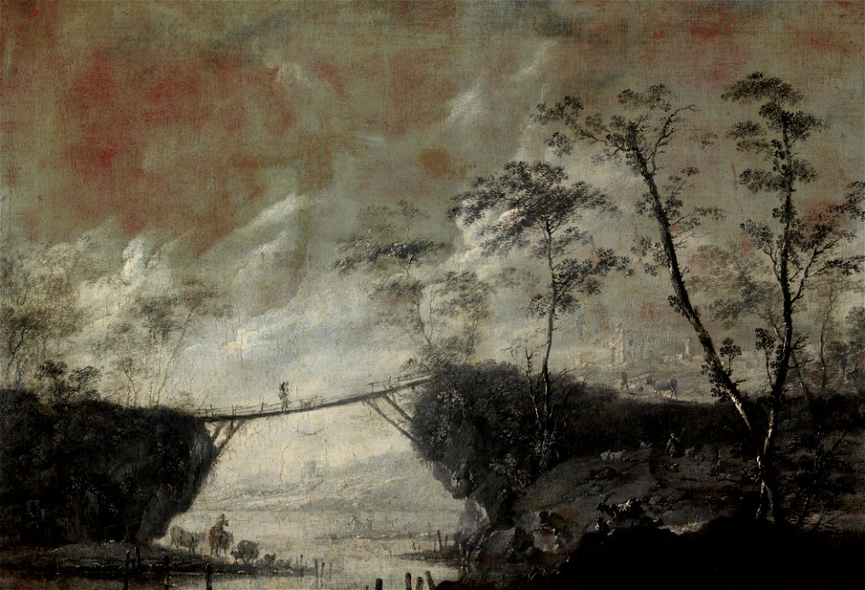 Cornelis de Bie - Landscape with a Bridge (Monochromatic) - MNK XII-A-660 - National Museum Kraków
