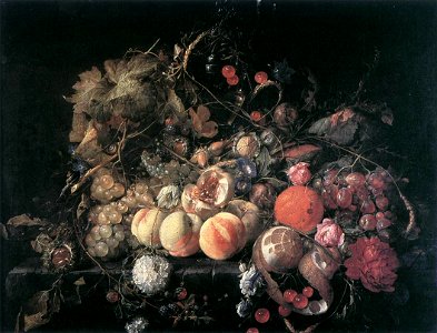 Cornelis de Heem - Still-Life with Flowers and Fruit - WGA11254. Free illustration for personal and commercial use.