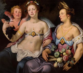 Cornelis Cornelisz. van Haarlem - Venus, Cupid and Ceres (1604). Free illustration for personal and commercial use.