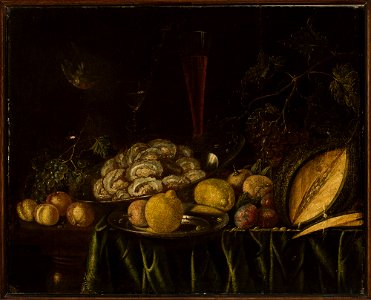 Cornelis de Bryer - Still life with – fruit, mussels and a bird - M.Ob.2100 MNW - National Museum in Warsaw