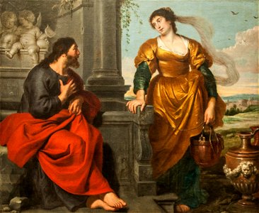 Cornelis de Vos - Christus en de Samaritaanse vrouw. Free illustration for personal and commercial use.