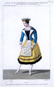 Costume de Mme Montessu en fiancée dalécarlienne in Gustave III by Auber 1833 - Gallica