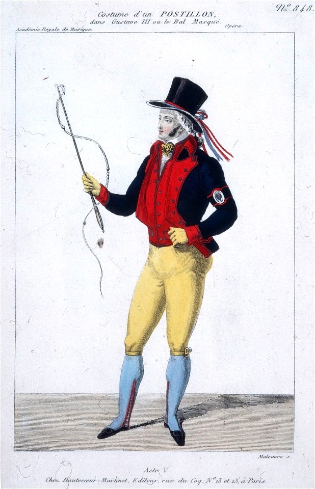Costume d'un postillon in Gustave III by Auber 1833 - Gallica