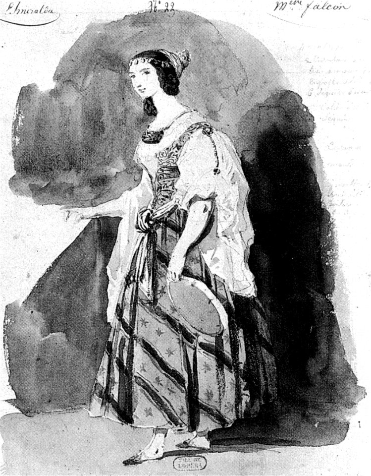 Costume design by Louis Boulanger for Cornélie Falcon in La Esmeralda by Louise Bertin - NGO1p451