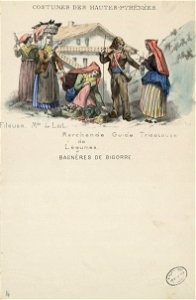 Costumes des Hautes-Pyrénées - Bagnères-de-Bigorre - Fileuse, marchande de légumes, guide, tricoteuse - Fonds Ancely - B315556101 A PAPIER 2 015