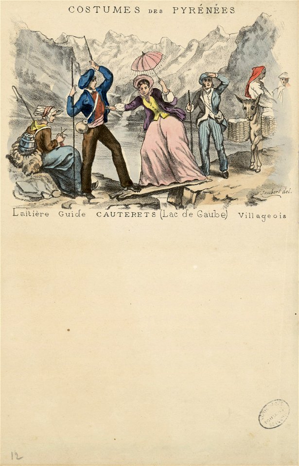 Costumes des Pyrénées - Cauterets (Lac de Gaube) - Laitière, guide, villageois - Fonds Ancely - B315556101 A PAPIER 2 013
