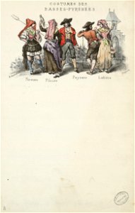 Costumes des Basses-Pyrénées - Faneuse, fileuse, paysans, laitière - Fonds Ancely - B315556101 A PAPIER 2 012