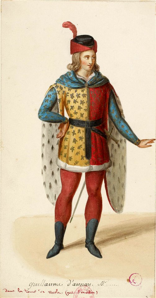 Costume of Gaultier d'Aulnay (La Tour de Nesle, 1832) (cropped) - Free ...