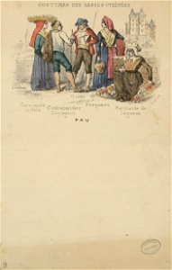 Costumes des Basses-Pyrénées - Pau - Marchande de fruits, contrebandier espagnol, guide, Basquaise, marchande de légumes - Fonds Ancely - B315556101 A PAPIER 2 010