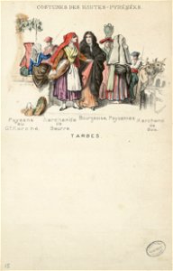 Costumes des Hautes-Pyrénées - Tarbes - Paysans au Gd marché, marchande de beurre, bourgeoise, paysannes, marchand de bois - Fonds Ancely - B315556101 A PAPIER 2 016
