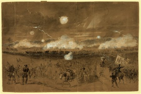 Couch's Corps forming line of battle in the fields at Chancellorsville to cover the retreat of the Eleventh Corps disgracefully running away LCCN2004660458