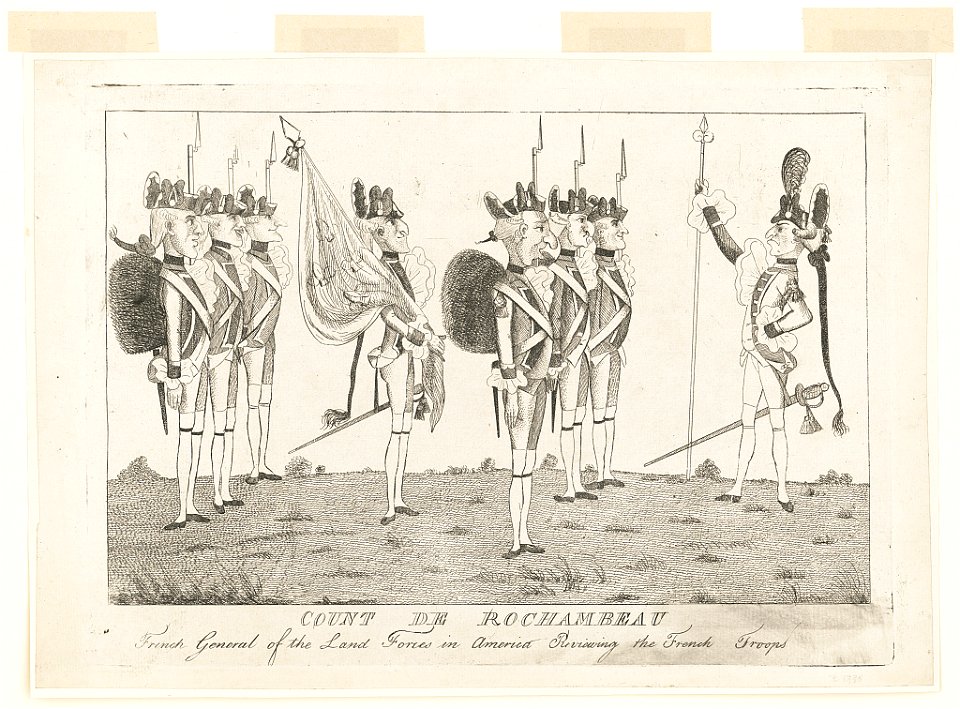 Count de Rochambeau - French general of the land forces in America reviewing the French troops LCCN2004673388