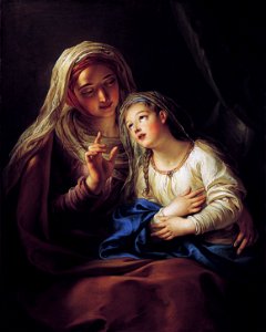 Education of the Virgin by Charles-Antoine Coypel, c 1735-37. Free illustration for personal and commercial use.